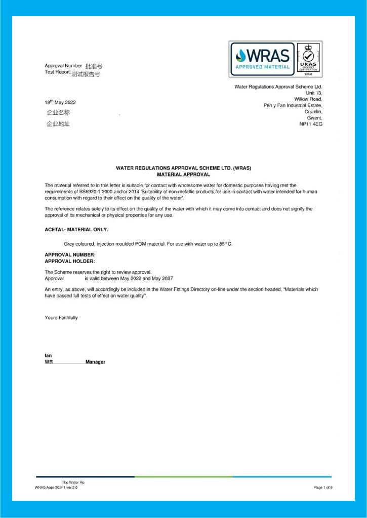 Water Regulations Approval Scheme Ltd - Fast Track